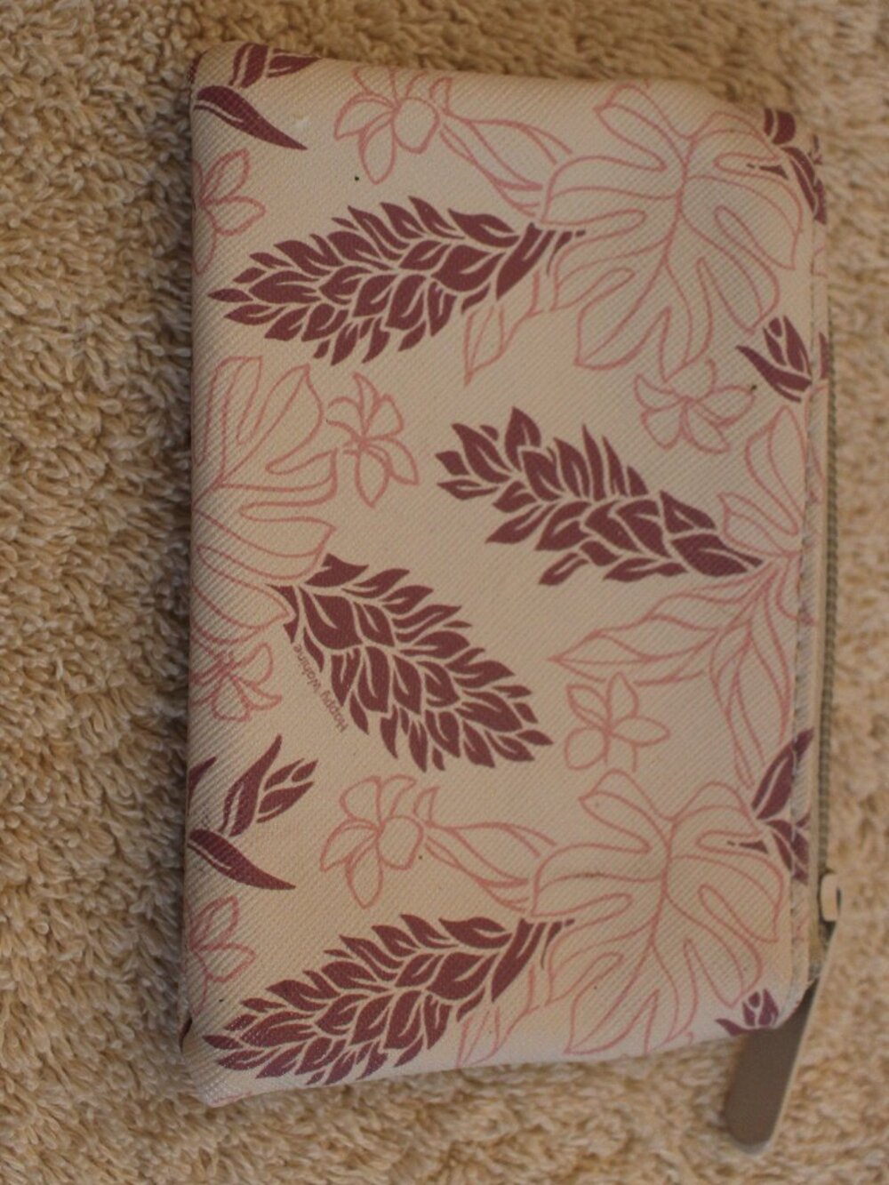 Pink Burgundy Botanical Floral Zip Cosmetic Makeup Pouch SKUH